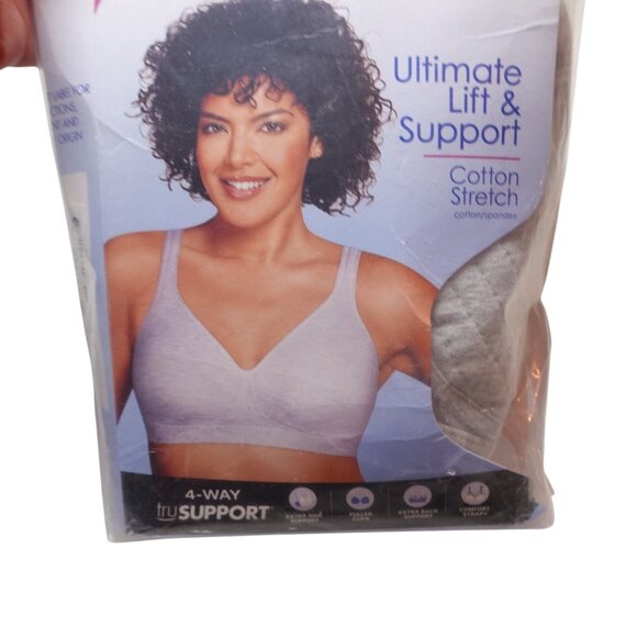 Playtex 18 Hour Ultimate Lift & Support Wireless Full Coverage Bra Sz 36C Gray - Picture 8 of 10